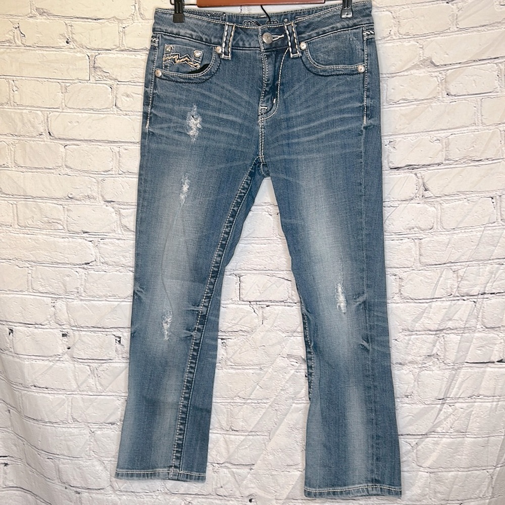 Miss Me Boyfriend Capri Boyfriend Blue Jeans Size 26 Excellent Condition